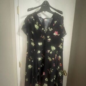 Hell Bunny Black Floral Midi Dress